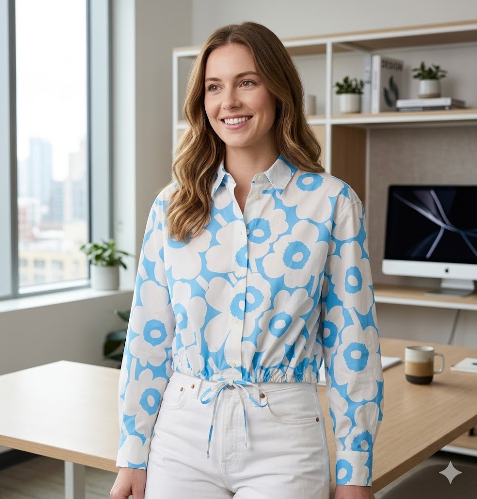 Marimekko Rypytys Unikko Button Front Shirt Front View